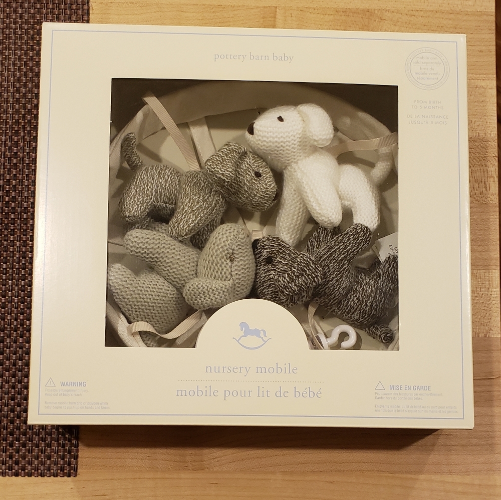 New in Box Pottery Barn Knit Dog Crib Mobile